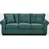 Collins 86" Queen Memory Foam Sleep Sofa in Hunter Green Velvet Microfiber